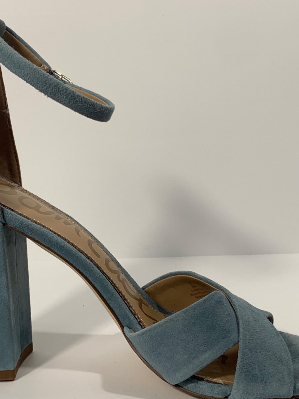 Sam Edelman Signature Collection Yenna Suede Heels Seafoam Blue Size 9 - Picture 6 of 11